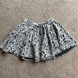 Black and white patterned skater skirt
